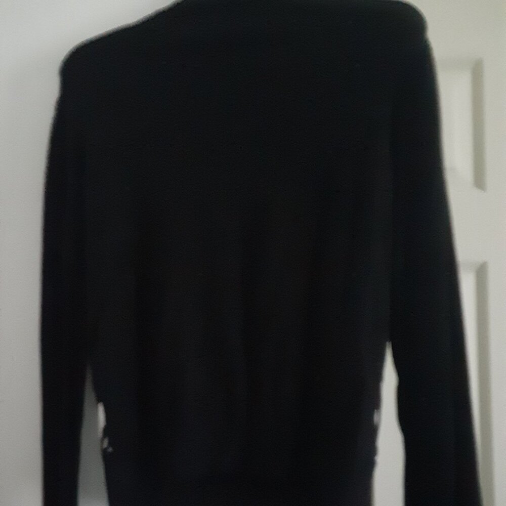 Donna Karen Button Down Long Sleeve Black & Cream Cardigan Women’s Size M - Picture 2 of 7